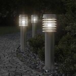 Vidaxl lampadaire dextrieur argent 60 cm acier inoxydable clairage au sol dextrieur clairage au ...