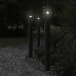 Vidaxl lampadaires dextrieur avec sortie 3 pcs noir acier inoxydable clairage au sol dextrieur clairage ...