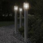 Vidaxl lampadaires d'extrieur 3 pcs argent 110 cm acier inoxydable, clairage au sol d'extrieur, clairage ...