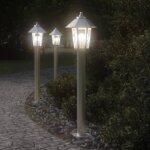 Vidaxl lampadaire dextrieur argent 80 cm acier inoxydable clairage au sol dextrieur clairage au ...