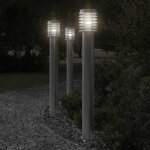 Vidaxl lampadaires d'extrieur et sortie 3pcs argent acier inoxydable, clairage au sol d'extrieur, ...