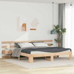 Vidaxl lit 180 x 200 cm avec tables de chevet intgres en bois de pin massif tte de lit murale pas ...