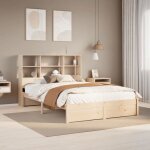 Vidaxl lit bibliothque sans matelas 140x190 cm bois de pin massif lit meuble de chambre  coucher lit ...