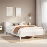 Vidaxl lit bibliothque sans matelas blanc 120x200 cm bois pin massif lit meuble de chambre  coucher ...