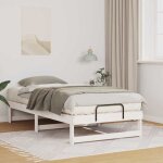 Vidaxl lit en bois de pin blanc 90 x 190 cm design minimaliste bas pour la s�curit� avec des poign�es ...