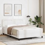 Vidaxl lit box spring avec matelas blanc 160 x 200 cm en simili cuir t�te de lit r�glable style moderne ...
