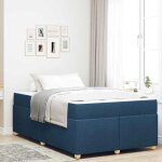 Vidaxl lit complet moderne bleu 120 x 190 cm en tissu doux fini mat avec jambes en bois naturel. matelas ...