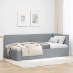 Vidaxl cadre de lit dangle gris clair 100 x 200 cm tissu lit compact cadre moderne mobilier gain de place ...