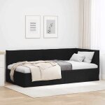 Vidaxl cadre de lit dangle avec t�te de lit noir 100 x 200 cm tissu lit compact cadre moderne mobilier ...