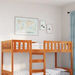 Vidaxl lit pour enfants sans matelas cire marron 90x190 cm pin massif lit mezzanine lit mezzanine avec ...