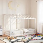Vidaxl lit pour enfants avec toit blanc 90x190 cm bois massif de pin cadre de lit pour enfants lit pour ...
