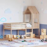 Vidaxl lit haut avec toit 75x190 cm bois de pin massif lit cadre de lit lit mezzanine meuble de chambre ... Vidaxl lit haut avec toit 75x190 cm bois de pin massif lit cadre de lit lit mezzanine meuble de chambre ...