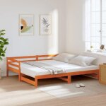 Vidaxl lit de jour avec lit gigogne cire marron 80x200 cm pin massif canap� - lit lit dinvit� lit de ...