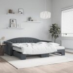 Vidaxl lit de jour et gigogne et matelas gris fonc 100x200 cm velours canap - lit canap - lit confortable ...