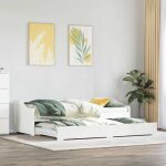 Vidaxl lit de jour avec gigogne sans matelas irun blanc 90x200 cm canap� - lit canap� - lit de repos ...