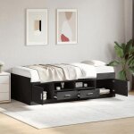 Vidaxl lit de jour avec tiroirs canap - lit lit de repos meuble de salon chambre  coucher moderne noir ...