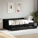 Vidaxl lit de jour avec tiroirs sans matelas noir 90x190 cm 3280826
