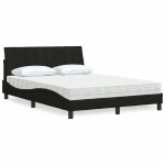 Vidaxl lit avec matelas noir 140x190 cm tissu meuble de chambre  coucher lit double lit  panneaux sommier ...