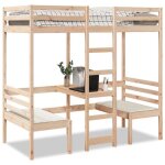 Vidaxl lit mezzanine avec bureau et chaises 90x190 cm pin massif cadre de lit mezzanine cadre de lit ...