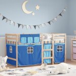 Vidaxl lit mezzanine enfants et rideaux lit intermdiaire avec rangement meuble de chambre  coucher ...