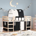 Vidaxl lit mezzanine enfants et tunnel lit surlev pour enfants avec chelle meuble de rangement chambre ...