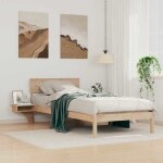 Vidaxl lit plateforme 100 x 200 cm en bois de pin massif naturel avec une t�te de lit int�gr�e et des ...