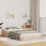 Vidaxl lit plateforme marron 90 x 210 cm en bois de pin massif. pas besoin de sommier. design moderne ...