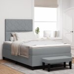 Vidaxl lit � ressorts avec matelas et banc gris clair 120x190 cm en tissu 3344128