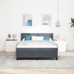 Vidaxl lit � ressorts avec matelas gris fonc� 200 x 160 cm polyester mobilier de chambre cadre de lit ...