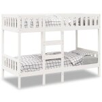 Vidaxl lit superposé blanc 80x200 cm bois de pin massif cadre de lit superposé bas meubles de chambre ... Vidaxl lit superposé blanc 80x200 cm bois de pin massif cadre de lit superposé bas meubles de chambre ...