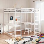 Vidaxl lit superpos et bureau et chelle 180x200cm bois de pin massif lit intermdiaire lit mezzanine ...