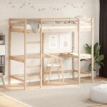 Vidaxl lit superpos� avec bureau lit mezzanine avec sommier � lattes pour enfant meuble de chambre moderne ...