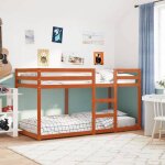 Vidaxl lit superpos lit mezzanine pour enfant lit surlev meuble de chambre  coucher cire marron 75x190 ...
