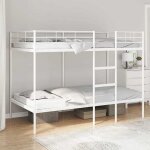 Vidaxl lit superpos� sans matelas blanc 100x200 cm acier cadre de lit sommier meuble de chambre lit mezzanine ...
