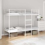 Vidaxl lit superpos� sans matelas blanc 75x190 cm acier cadre de lit sommier meuble de chambre lit mezzanine ...