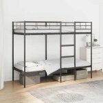 Vidaxl lit superpos� sans matelas noir 75x190 cm acier cadre de lit sommier meuble de chambre lit mezzanine ...