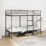 Vidaxl lit superpos� sans matelas noir 90x200 cm acier cadre de lit sommier meuble de chambre lit mezzanine ...