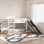 Vidaxl lit superpos avec toboggan / chelle blanc 80x200 cm pin massif lit mezzanine lit superpos pour ...