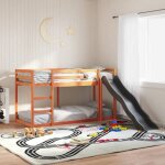 Vidaxl lit superpos avec toboggan et chelle marron cire 75x190cm pin lit mezzanine lit superpos pour ...