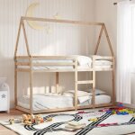 Vidaxl lit superpos� avec toit 80x200 cm bois de pin massif lit cadre de lit lit mezzanine meuble de ...