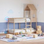 Vidaxl lit superpos avec toit 90x190 cm bois massif de pin lit cadre de lit lit mezzanine meuble de ...