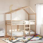 Vidaxl lit superpos avec toit 90x190 cm bois massif de pin lit cadre de lit lit mezzanine meuble de ...