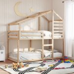 Vidaxl lit superpos avec toit 90x200 cm bois de pin massif lit cadre de lit lit mezzanine meuble de ...
