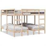 Vidaxl lit superposé triple 200x200 / 80x200 cm bois de pin massif cadre de lit superposé trio meubles ... Vidaxl lit superposé triple 200x200 / 80x200 cm bois de pin massif cadre de lit superposé trio meubles ...