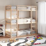 Vidaxl lit superpos triple 75x190 cm bois de pin massif lit superpos  trois couchettes lit mezzanine ...