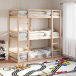 Vidaxl lit superpos triple 90x200 cm bois de pin massif lit superpos  trois couchettes lit mezzanine ...