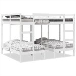 Vidaxl lit superposé triple blanc 160x200 / 80x160 cm bois de pin massif cadre de lit superposé trio ... Vidaxl lit superposé triple blanc 160x200 / 80x160 cm bois de pin massif cadre de lit superposé trio ...