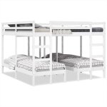Vidaxl lit superposé triple blanc 200x200 / 80x200 cm bois de pin massif cadre de lit superposé trio ... Vidaxl lit superposé triple blanc 200x200 / 80x200 cm bois de pin massif cadre de lit superposé trio ...