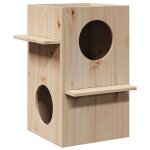 Vidaxl maison pour chat 43x43x60 cm bois de pin massif maison pour chats dintrieur meuble pour chats ...