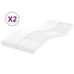 Vidaxl matelas en mousse 2 pcs blanc 80x200 cm 7 zones duret� 20 ildmatelas de litmatelas rafra�chissantmatela ...